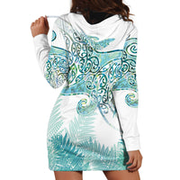 Aotearoa Maori Koru Curves Hoodie Dress Mossy Paua Shell