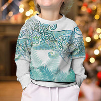 Aotearoa Maori Koru Curves Kid Ugly Christmas Sweater Mossy Paua Shell