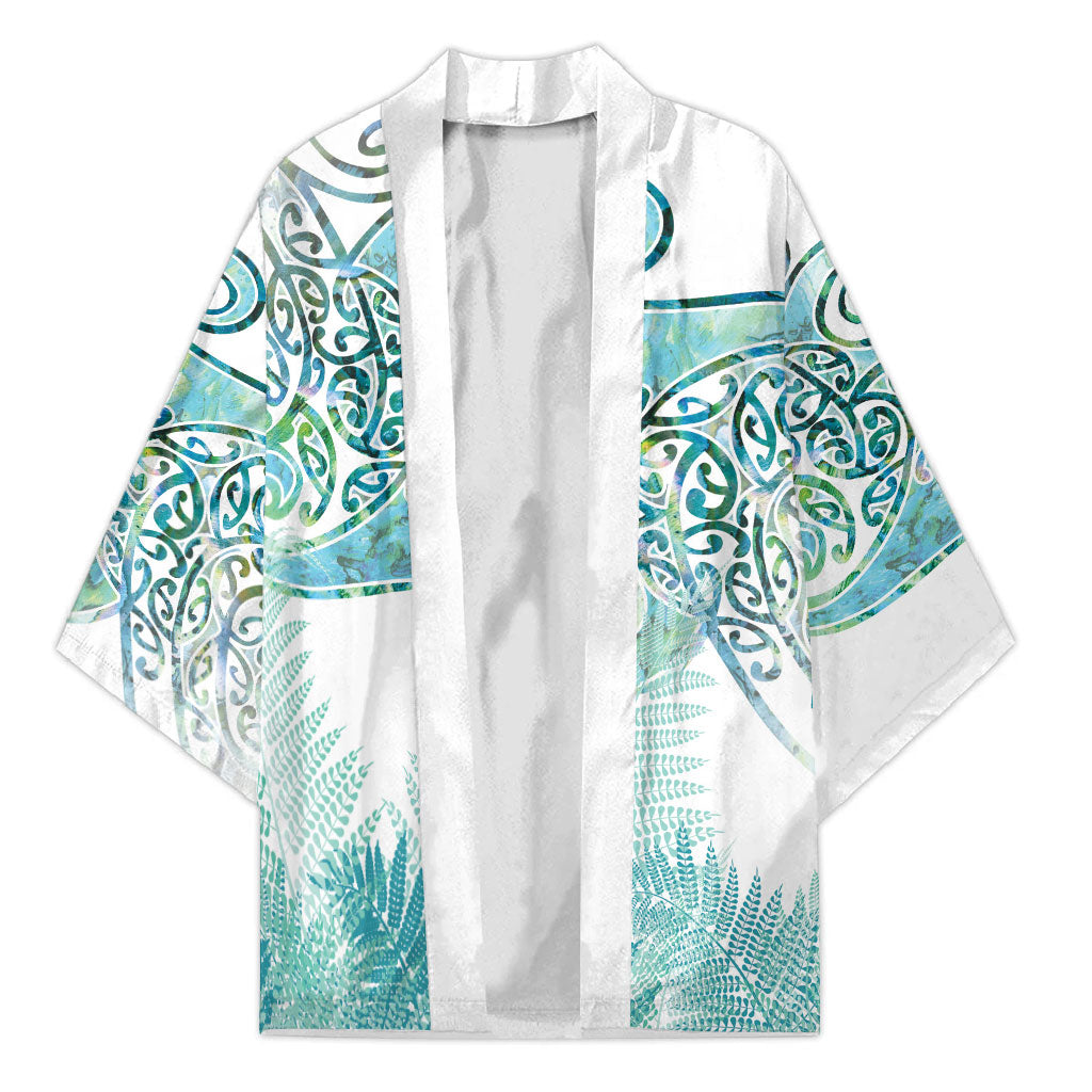 Aotearoa Maori Koru Curves Kimono Mossy Paua Shell