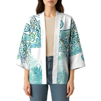 Aotearoa Maori Koru Curves Kimono Mossy Paua Shell