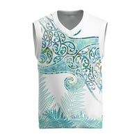 Aotearoa Maori Koru Curves Christmas Knitted V-Neck Vest Mossy Paua Shell LT7 Green - Polynesian Pride