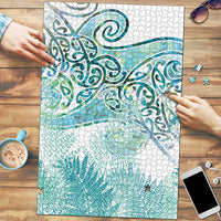 Aotearoa Maori Koru Curves Puzzle Mossy Paua Shell