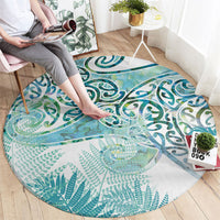 Aotearoa Maori Koru Curves Round Carpet Mossy Paua Shell