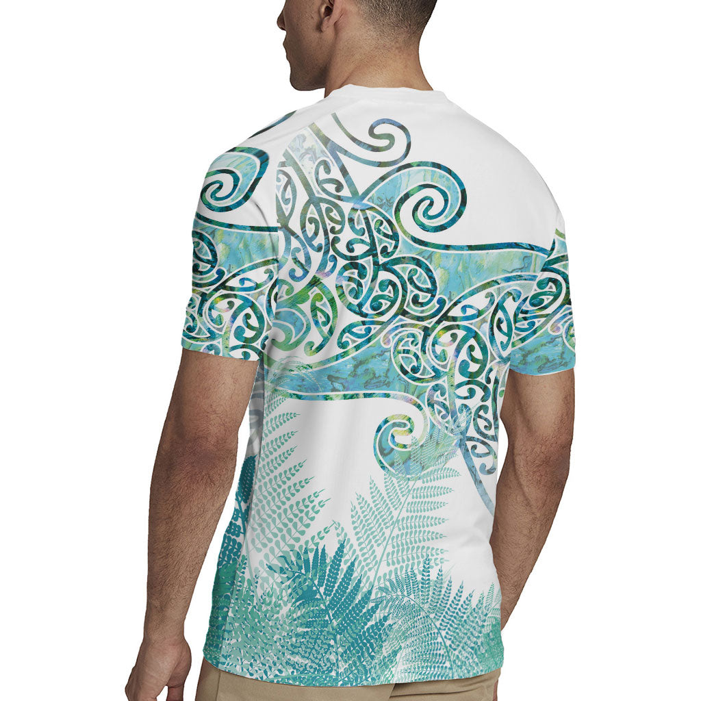 Aotearoa Maori Koru Curves Rugby Jersey Mossy Paua Shell