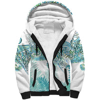Aotearoa Maori Koru Curves Sherpa Hoodie Mossy Paua Shell