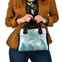 Aotearoa Maori Koru Curves Shoulder Handbag Mossy Paua Shell