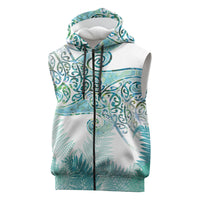 Aotearoa Maori Koru Curves Sleeveless Zip Hoodie Mossy Paua Shell