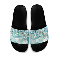 Aotearoa Maori Koru Curves Slide Sandals Mossy Paua Shell