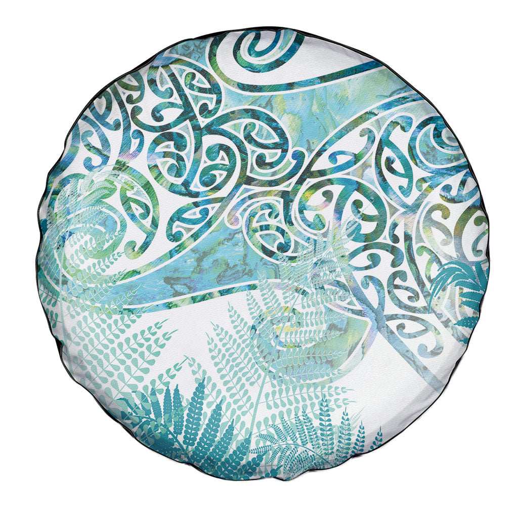 Aotearoa Maori Koru Curves Spare Tire Cover Mossy Paua Shell