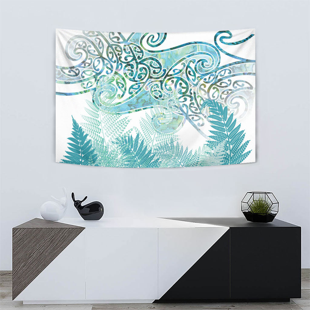 Aotearoa Maori Koru Curves Tapestry Mossy Paua Shell
