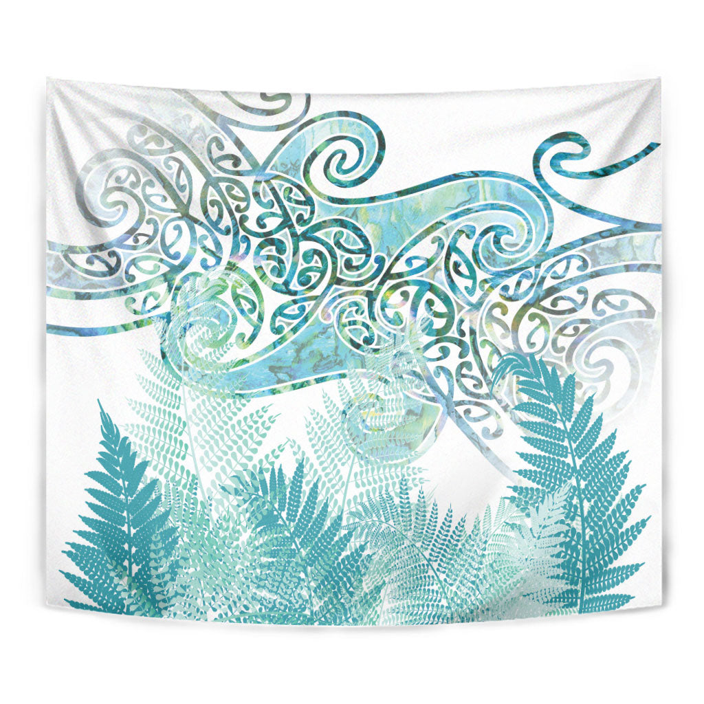 Aotearoa Maori Koru Curves Tapestry Mossy Paua Shell