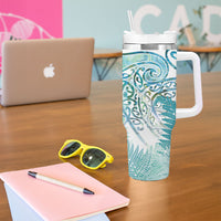 Aotearoa Maori Koru Curves Tumbler With Handle Mossy Paua Shell