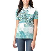 Aotearoa Maori Koru Curves Women Polo Shirt Mossy Paua Shell