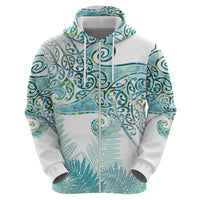 Aotearoa Maori Koru Curves Zip Hoodie Mossy Paua Shell