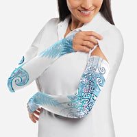 Aotearoa Maori Koru Curves Arm Sleeves Aqua Paua Shell