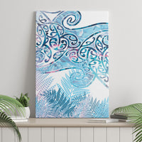 Aotearoa Maori Koru Curves Canvas Wall Art Aqua Paua Shell