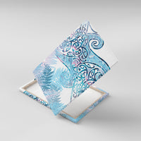 Aotearoa Maori Koru Curves Canvas Wall Art Aqua Paua Shell