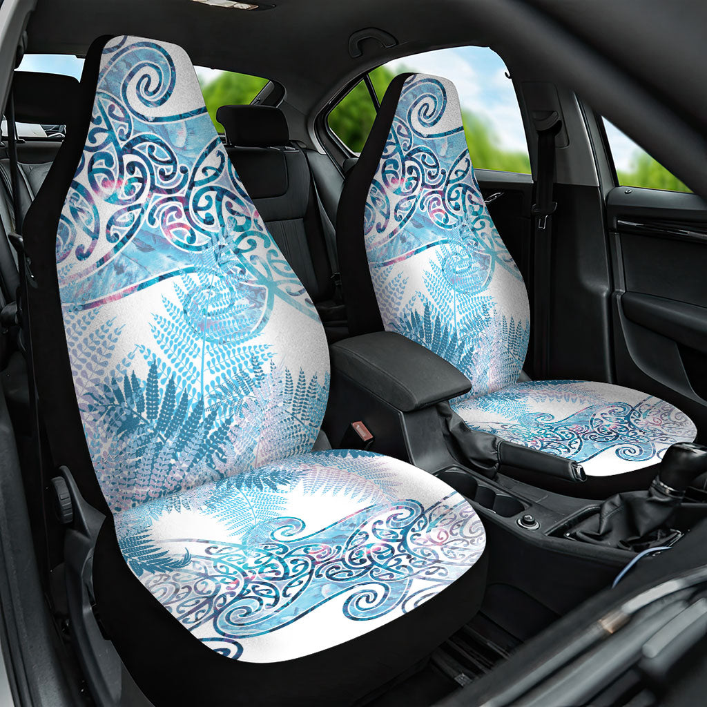 Aotearoa Maori Koru Curves Car Seat Cover Aqua Paua Shell