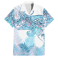 Aotearoa Maori Koru Curves Family Matching Long Sleeve Bodycon Dress and Hawaiian Shirt Aqua Paua Shell LT7 Dad's Shirt - Short Sleeve Blue - Polynesian Pride