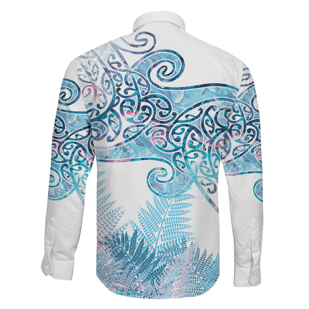 Aotearoa Maori Koru Curves Family Matching Mermaid Dress and Hawaiian Shirt Aqua Paua Shell LT7 - Polynesian Pride