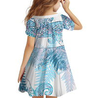 Aotearoa Maori Koru Curves Family Matching Off The Shoulder Long Sleeve Dress and Hawaiian Shirt Aqua Paua Shell LT7 - Polynesian Pride