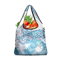 Aotearoa Maori Koru Curves Grocery Bag Aqua Paua Shell