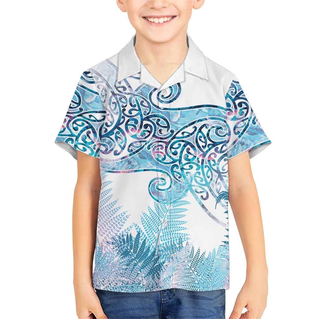 Aotearoa Maori Koru Curves Hawaiian Shirt Aqua Paua Shell