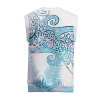 Aotearoa Maori Koru Curves Christmas Knitted V-Neck Vest Aqua Paua Shell LT7 - Polynesian Pride