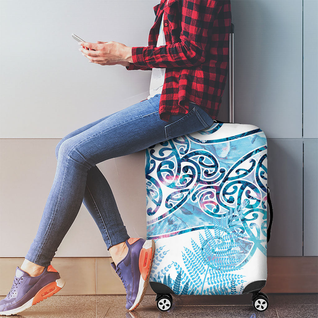 Aotearoa Maori Koru Curves Luggage Cover Aqua Paua Shell