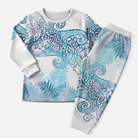 Aotearoa Maori Koru Curves Christmas Pajama Set Aqua Paua Shell