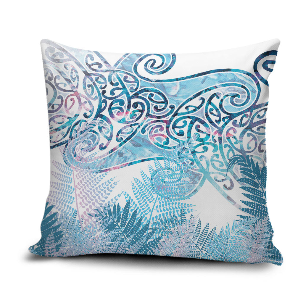 Aotearoa Maori Koru Curves Pillow Cover Aqua Paua Shell