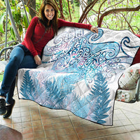 Aotearoa Maori Koru Curves Quilt Aqua Paua Shell