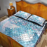 Aotearoa Maori Koru Curves Quilt Bed Set Aqua Paua Shell