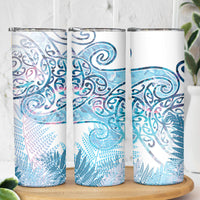 Aotearoa Maori Koru Curves Skinny Tumbler Aqua Paua Shell