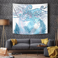 Aotearoa Maori Koru Curves Tapestry Aqua Paua Shell