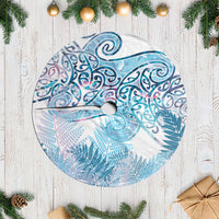 Aotearoa Maori Koru Curves Tree Skirt Aqua Paua Shell LT7 Casual Blue - Polynesian Pride