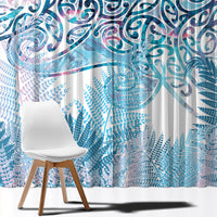 Aotearoa Maori Koru Curves Window Curtain Aqua Paua Shell