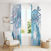 Aotearoa Maori Koru Curves Window Curtain Aqua Paua Shell