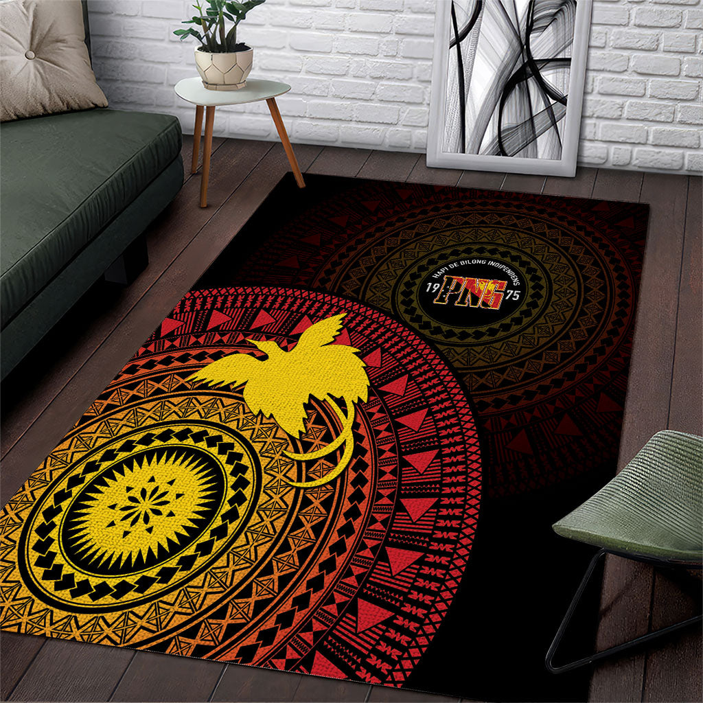 Papua New Guinea Independence Area Rug Tapa Circle LT7 Black - Polynesian Pride