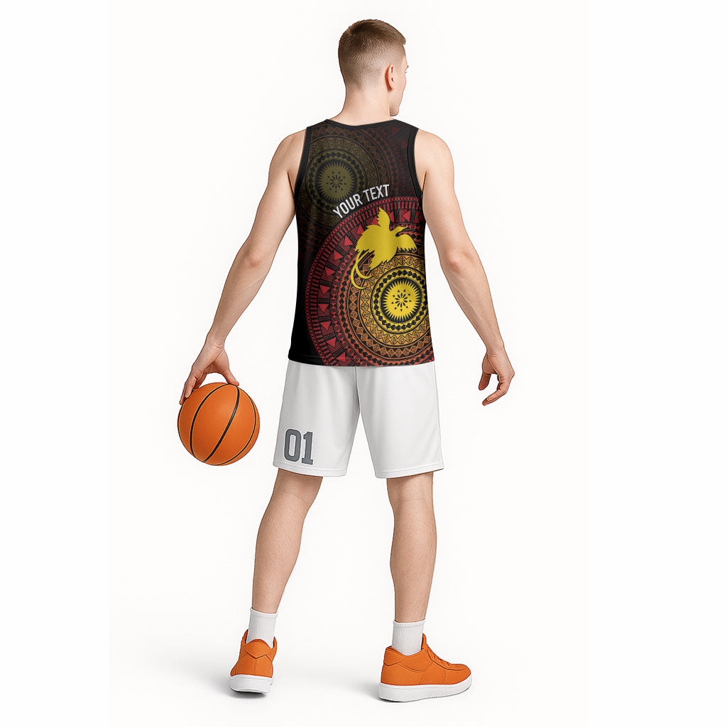 Papua New Guinea Independence Personalized Basketball Jersey Tapa Circle