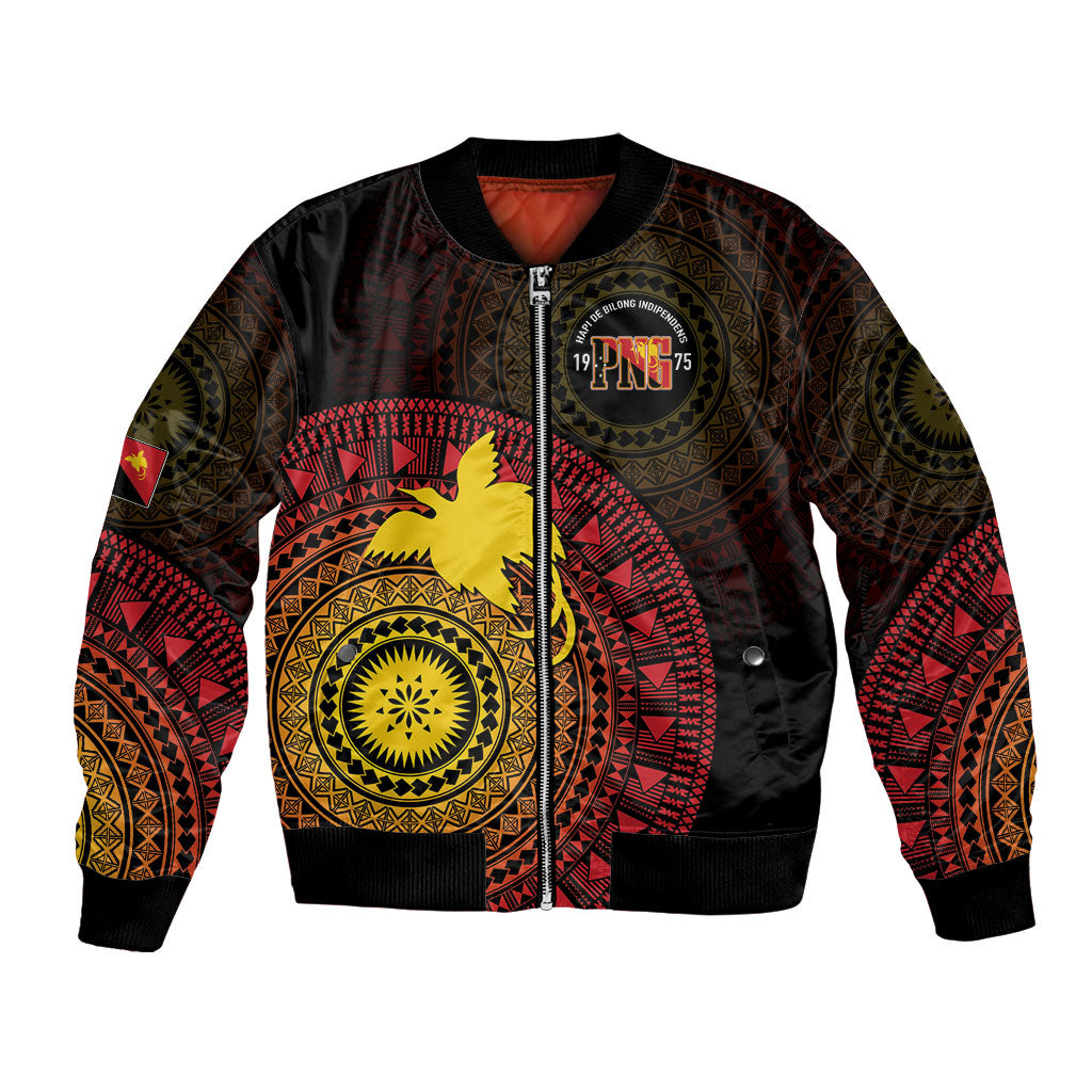 Papua New Guinea Independence Personalized Bomber Jacket Tapa Circle