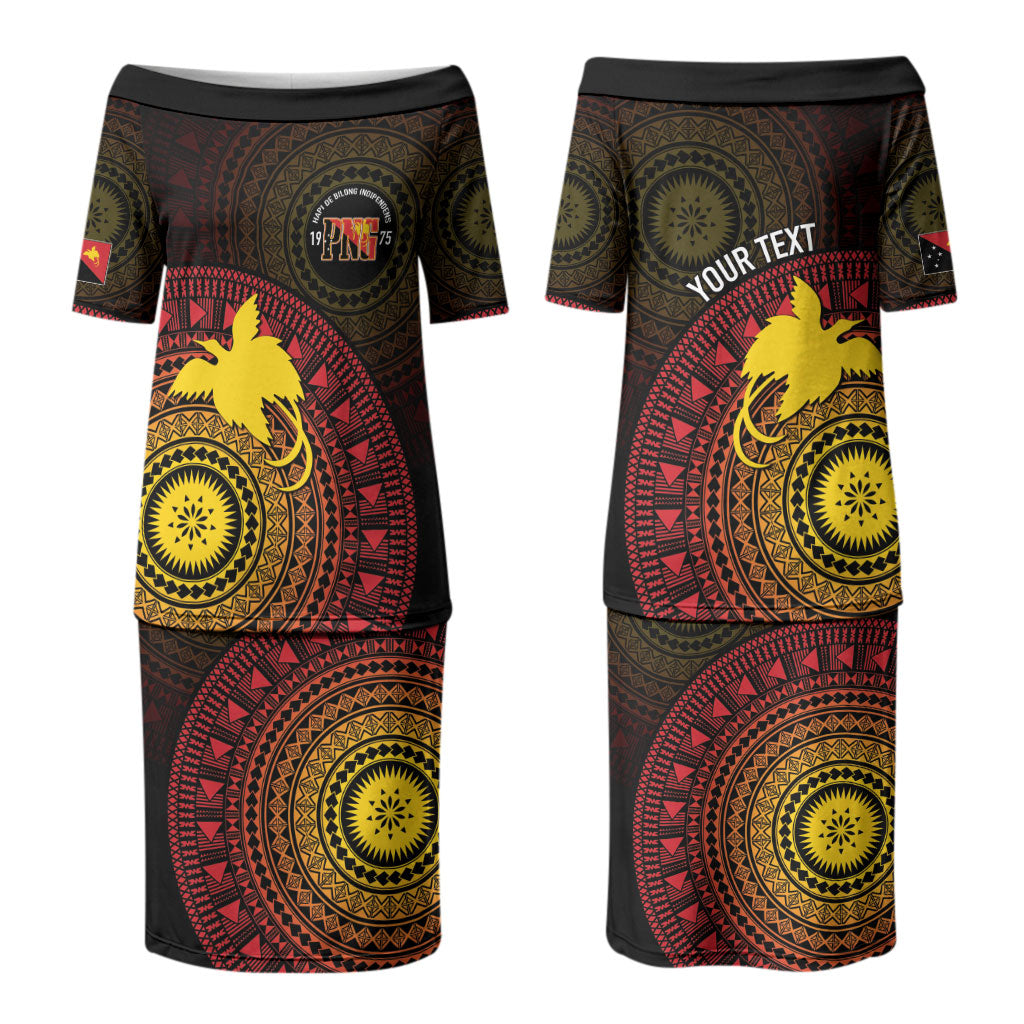 Papua New Guinea Independence Personalized Couples Matching Puletasi and Hawaiian Shirt Tapa Circle LT7 - Polynesian Pride