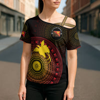 Papua New Guinea Independence Personalized Cross Shoulder Shirt Tapa Circle