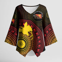 Papua New Guinea Independence Personalized Kimono Sleeve Blouse Tapa Circle