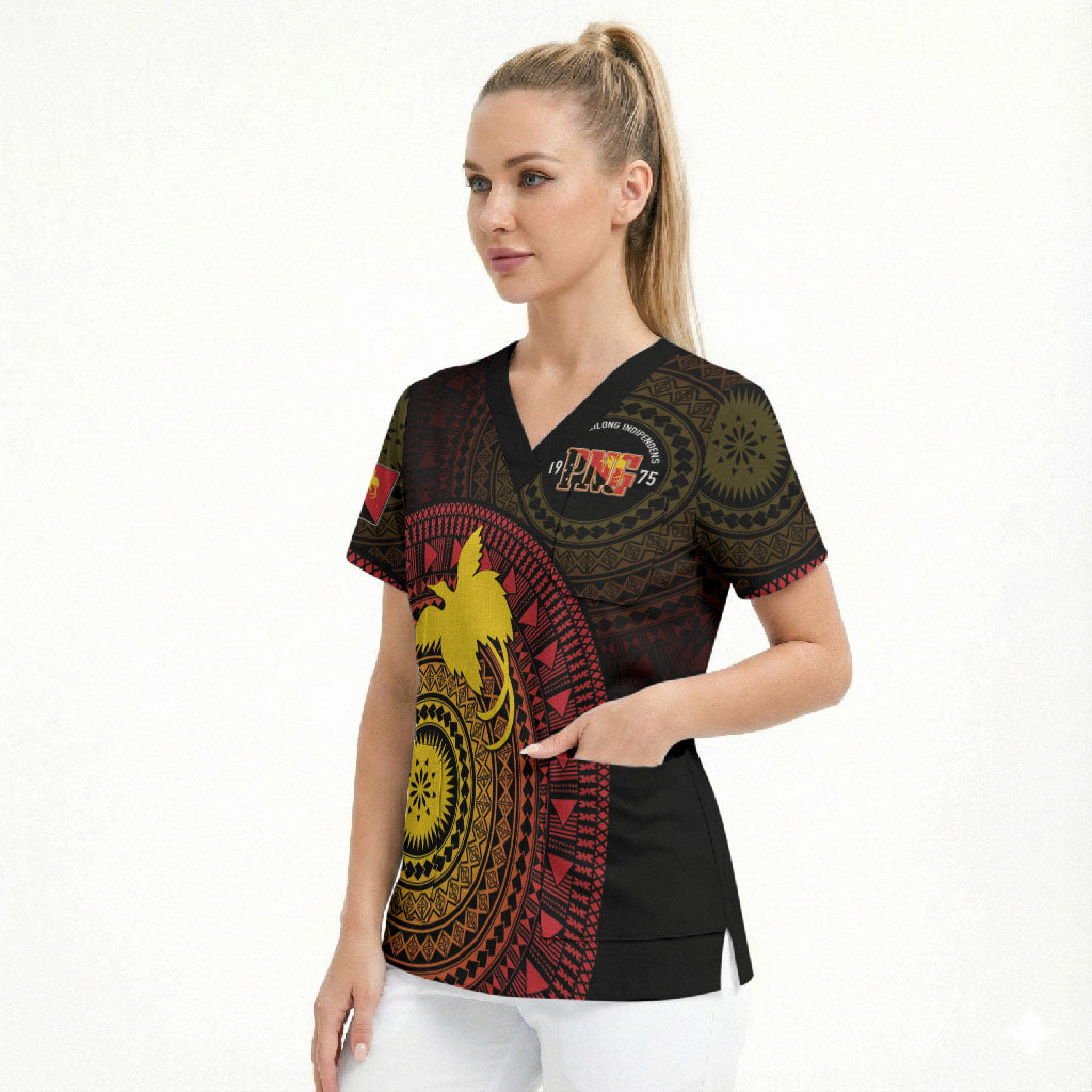 Papua New Guinea Independence Personalized Scrub Top Tapa Circle