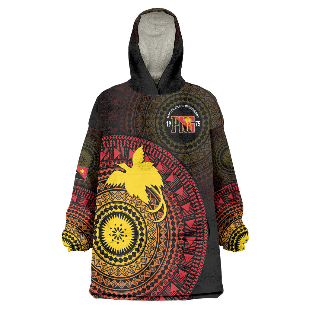 Papua New Guinea Independence Personalized Wearable Blanket Hoodie Tapa Circle LT7 One Size Black - Polynesian Pride