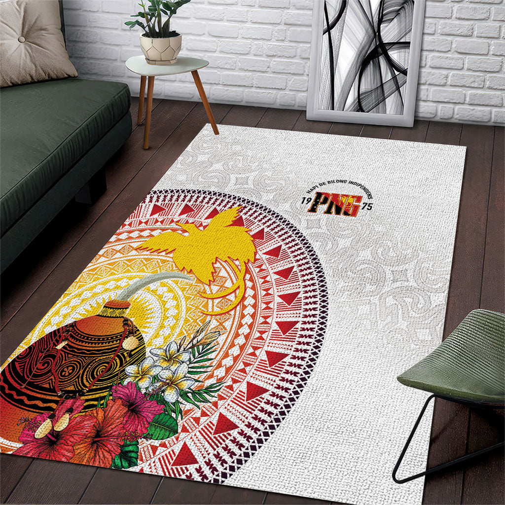 Hapi De Bilong Indipendens Papua New Guinea Area Rug PNG Lime Pot LT7 White - Polynesian Pride