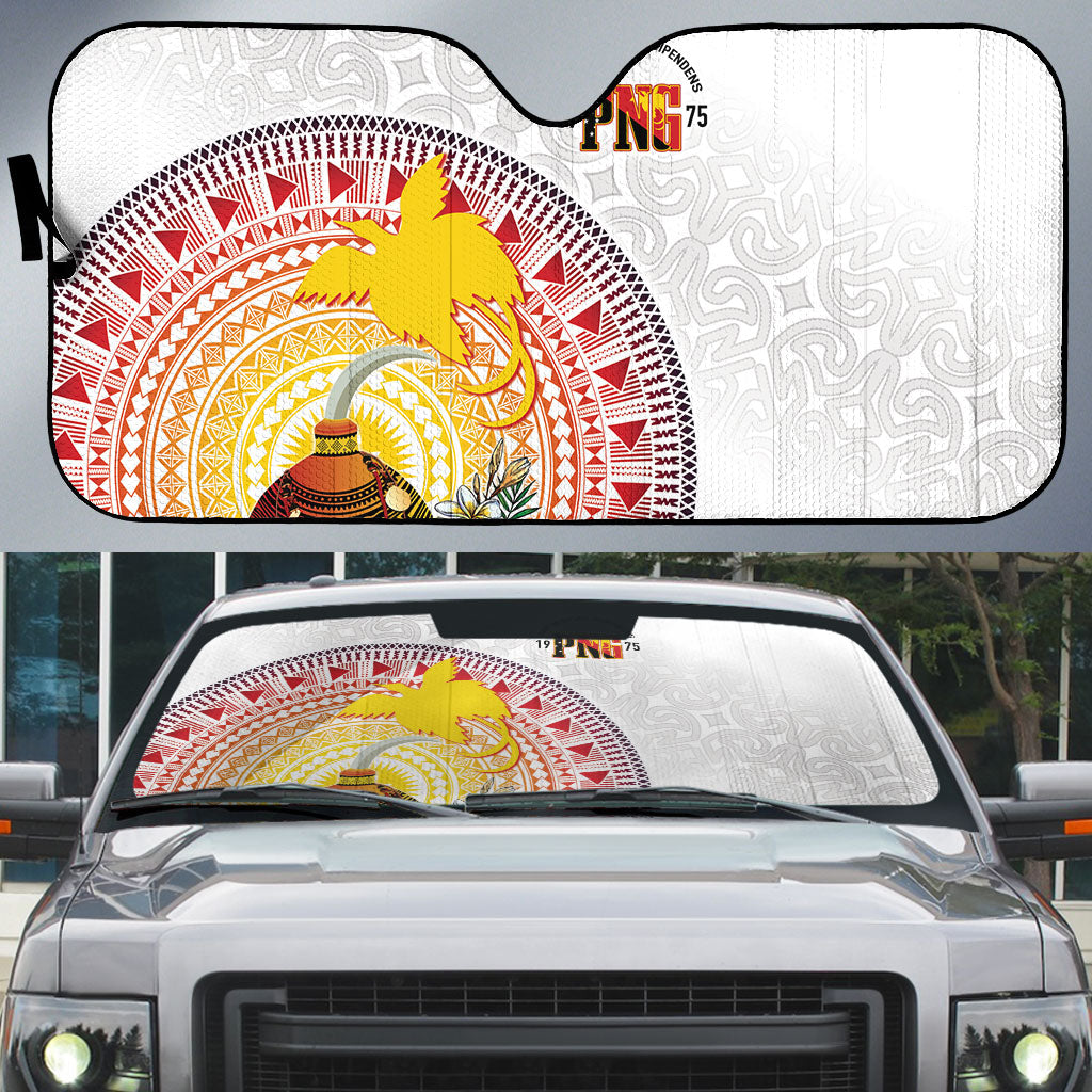 Hapi De Bilong Indipendens Papua New Guinea Auto Sun Shade PNG Lime Pot LT7 White - Polynesian Pride