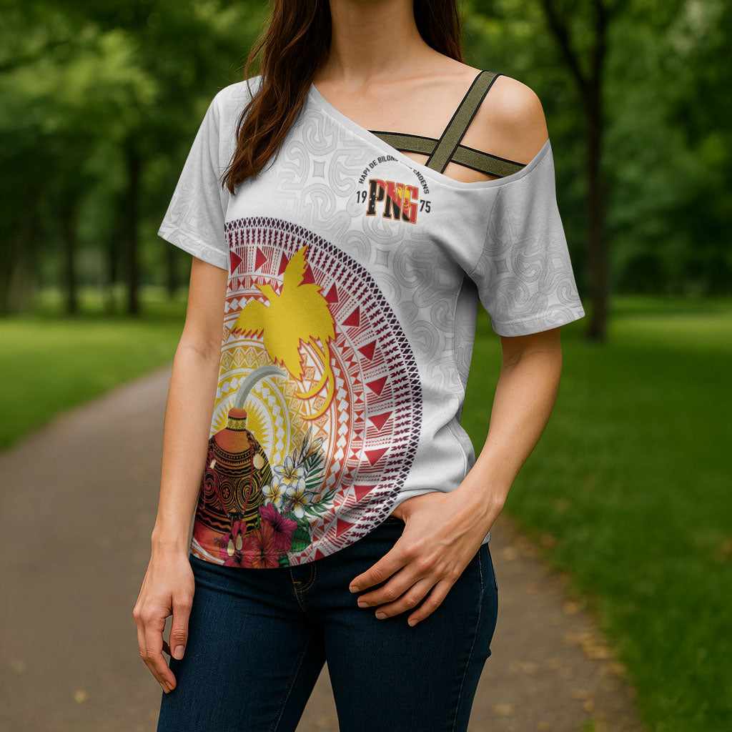 Hapi De Bilong Indipendens Papua New Guinea Cross Shoulder Shirt PNG Lime Pot