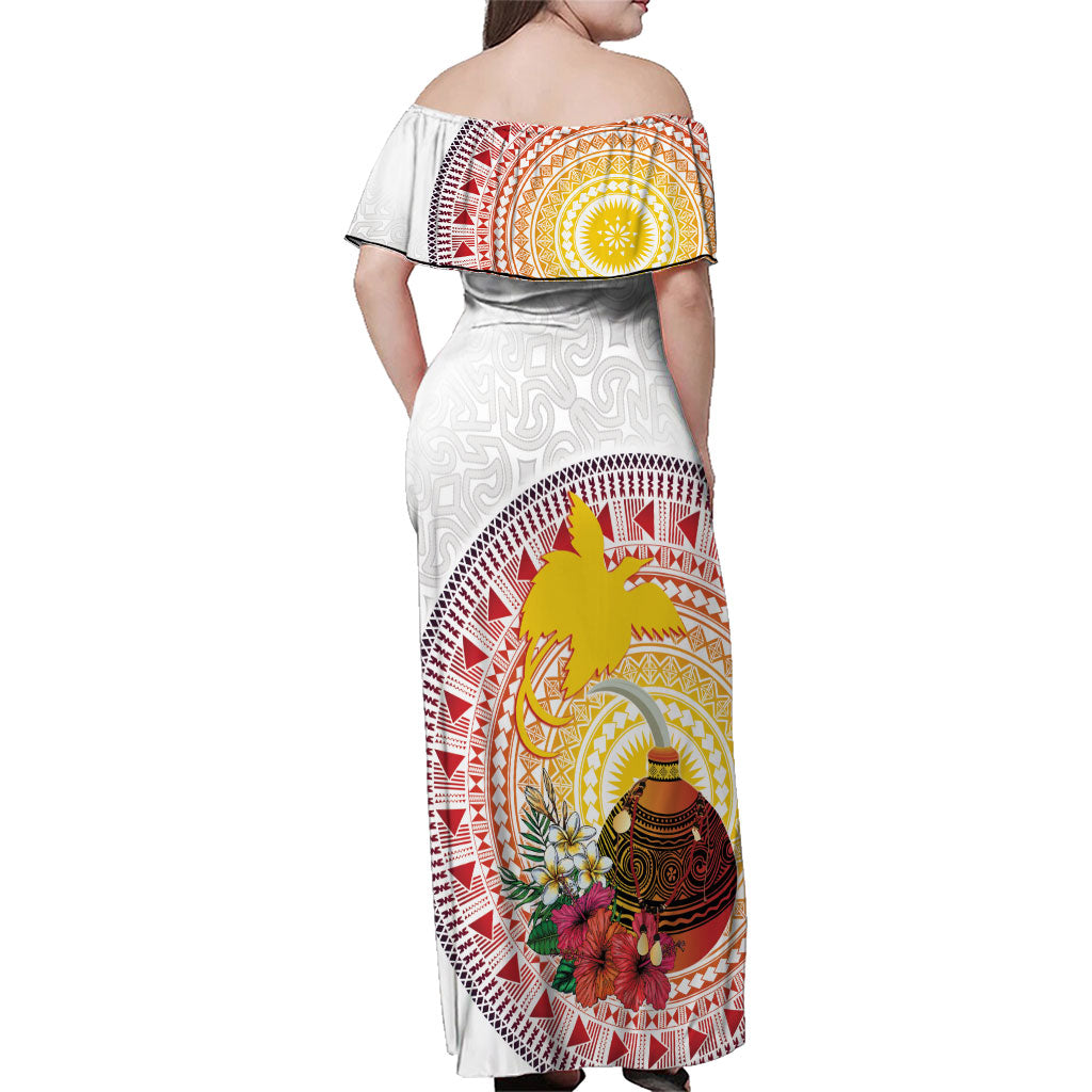Hapi De Bilong Indipendens Papua New Guinea Family Matching Off Shoulder Maxi Dress and Hawaiian Shirt PNG Lime Pot LT7 - Polynesian Pride